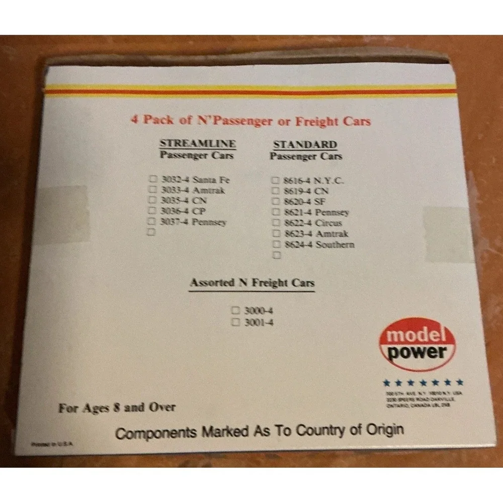Model‎ Power N Scale Rail Cars, Car Pak 4 Pack, Used